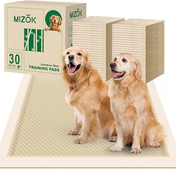 MIZOK Bamboo Dog Pads Odor Eliminating 36x36in XXXL Dog Training Pads